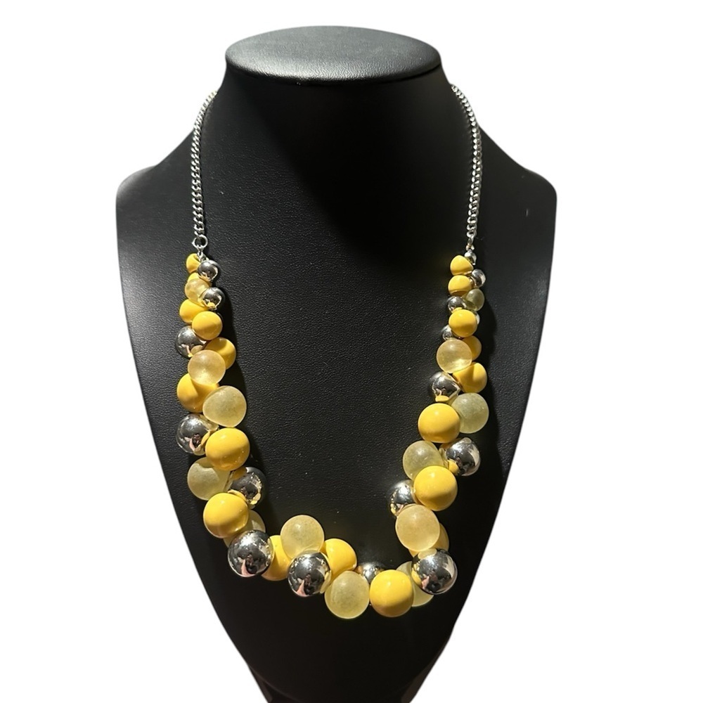 Yellow and Silver Beaded Necklace